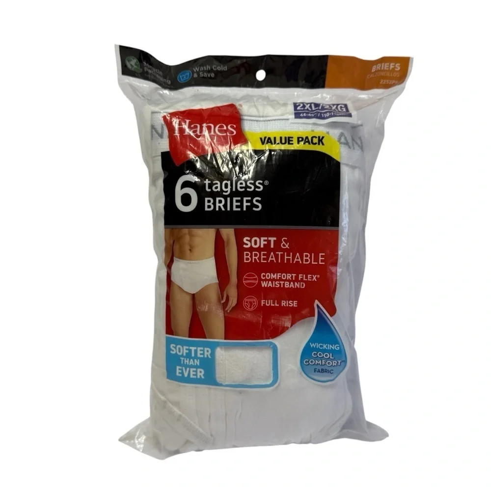 Hanes Men's Tagless Briefs - White 6 Pack